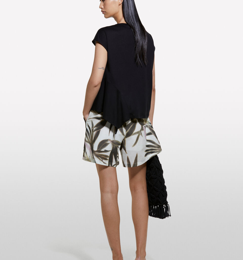 T-shirt with asymmetric flounce - women's short sleeve t-shirts - Black | Sisley image number 3
